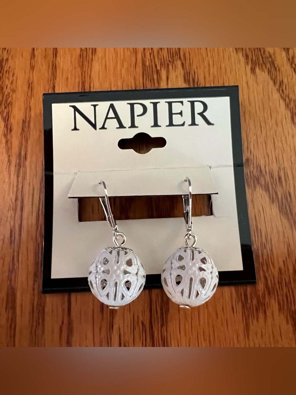 Napier Silver Filigree Orb Drop Earrings